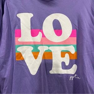 Comfort Colors purple long sleeve LOVE valentine t-shirt Sz L